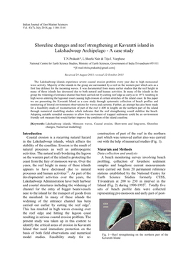 Shoreline Changes and Reef Strengthening at Kavaratti Island in Lakshadweep Archipelago - a Case Study