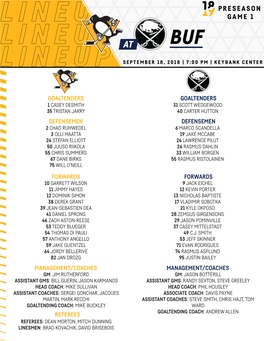 Goaltenders Defensemen Forwards Management