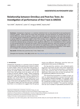 Relationship Between Omnibus and Post-Hoc Tests: an Investigation of Performance of the F Test in ANOVA
