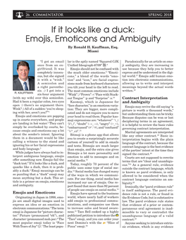 If It Looks Like a Duck: Emojis, Emoticons and Ambiguity by Ronald H