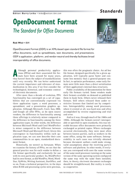 Opendocument Format the Standard for Office Documents