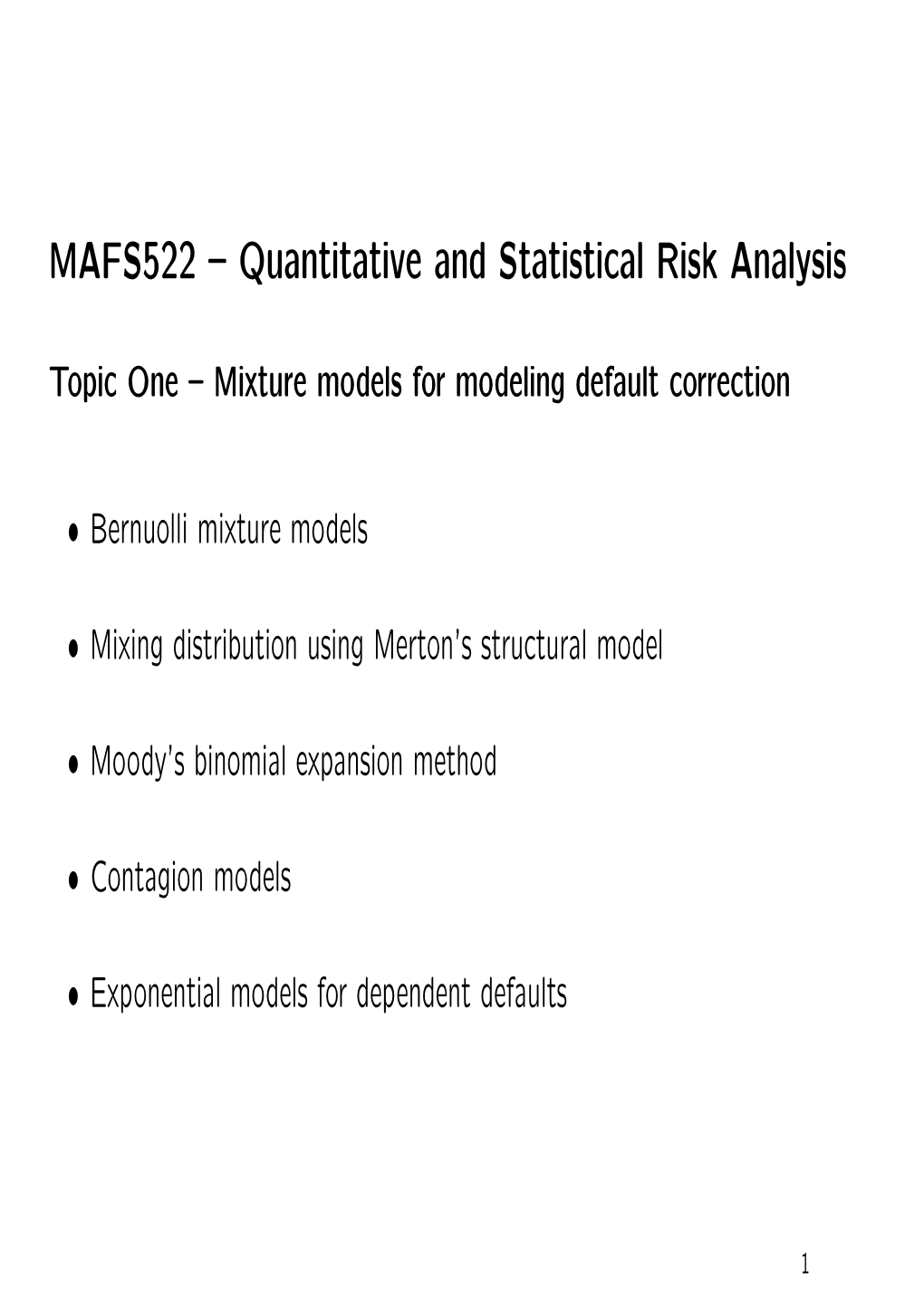 MAFS522 – Quantitative and Statistical Risk Analysis