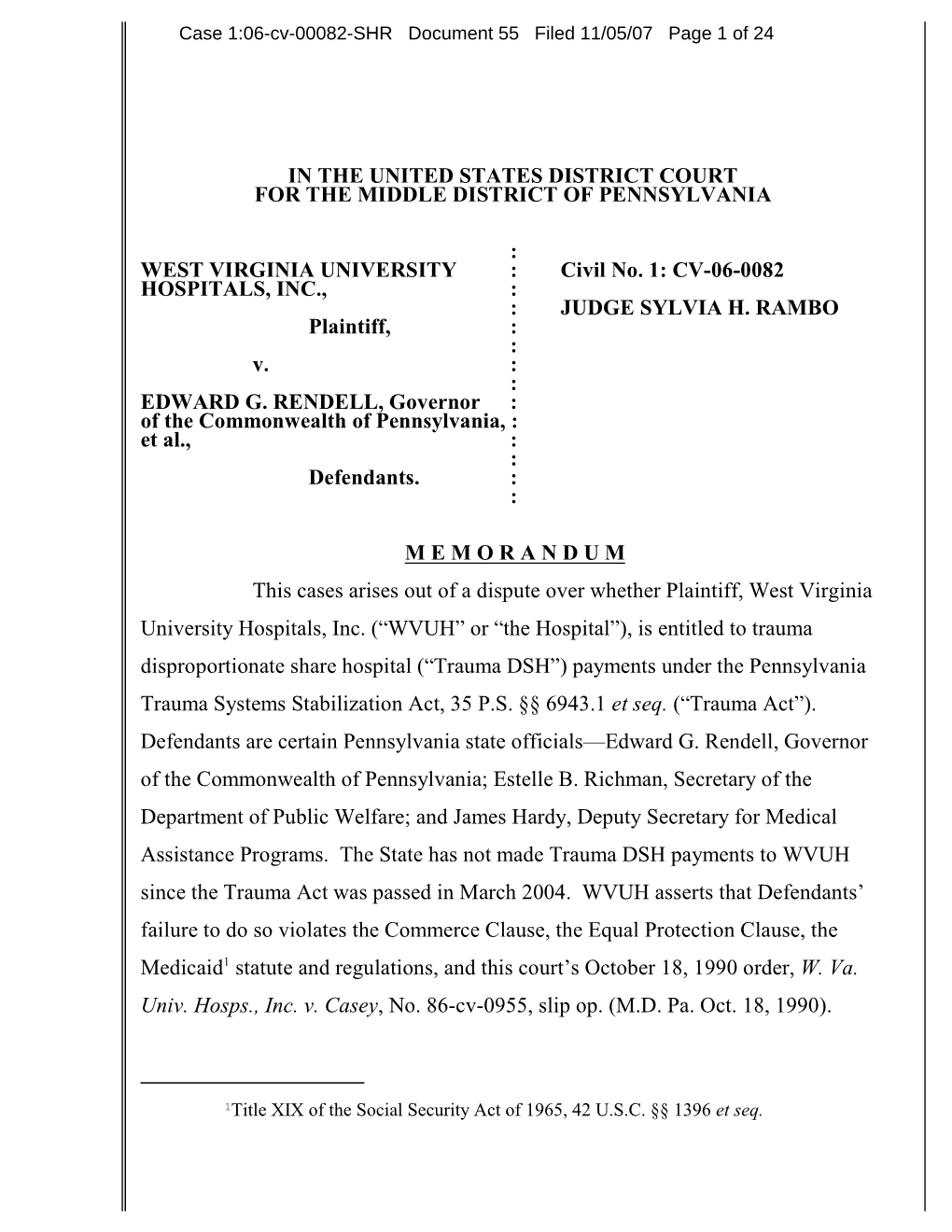 Case 1:06-Cv-00082-SHR Document 55 Filed 11/05/07 Page 1 of 24
