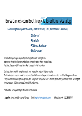 Bursadaniels.Com Boot Trunk Tailored Liners Catalog