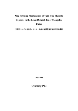 Ore-Forming Mechanisms of Vein-Type Fluorite Deposits in the Linxi District, Inner Mongolia, China