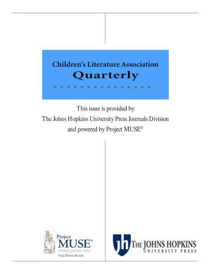 This Issue Is Provided by the Johns Hopkins University Press Journals Division and Powered by Project MUSE® Terms and Conditions of Use