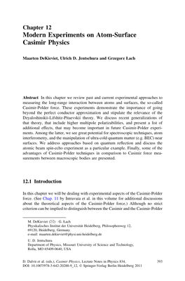 Modern Experiments on Atom-Surface Casimir Physics