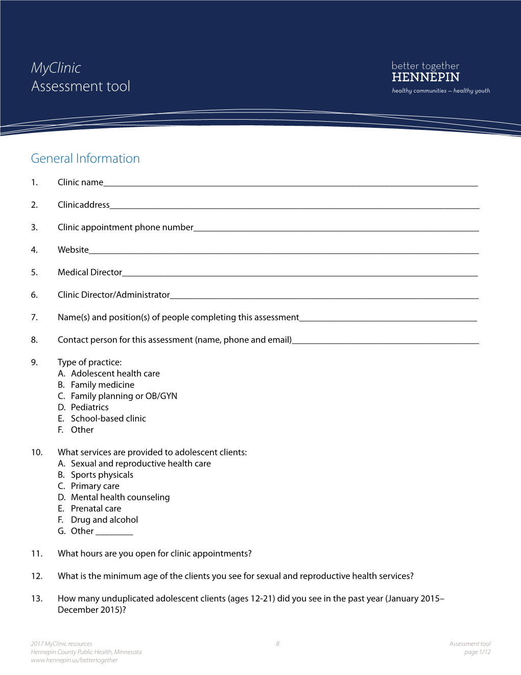 Myclinic Assessment Tool