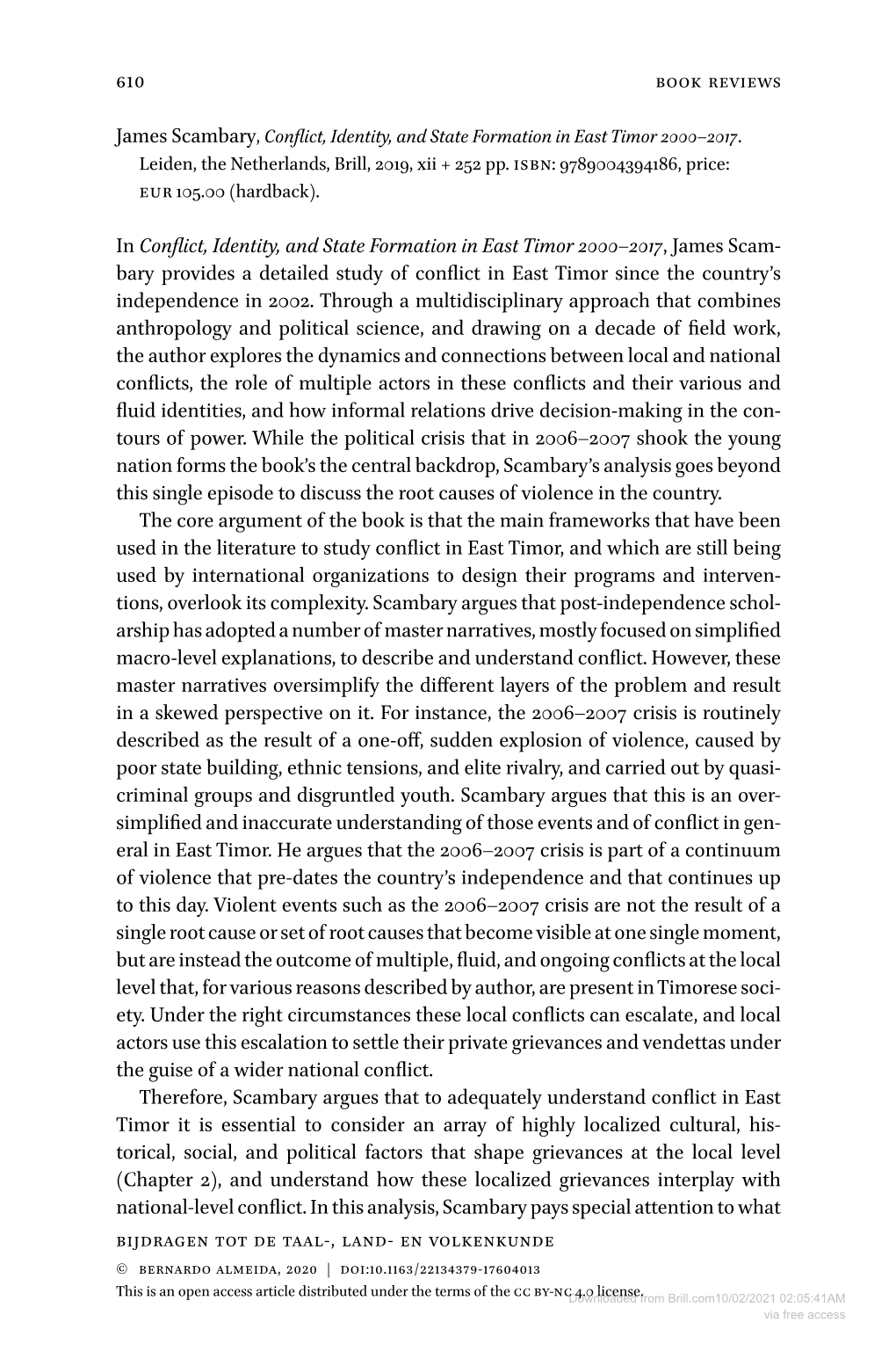 610 James Scambary in Conflict, Identity, and State Formation in East Timor 2000–2017 , James Scam