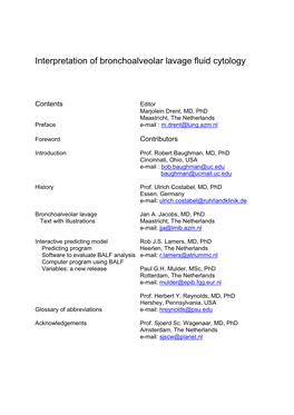 Interpretation of Bronchoalveolar Lavage Fluid Cytology