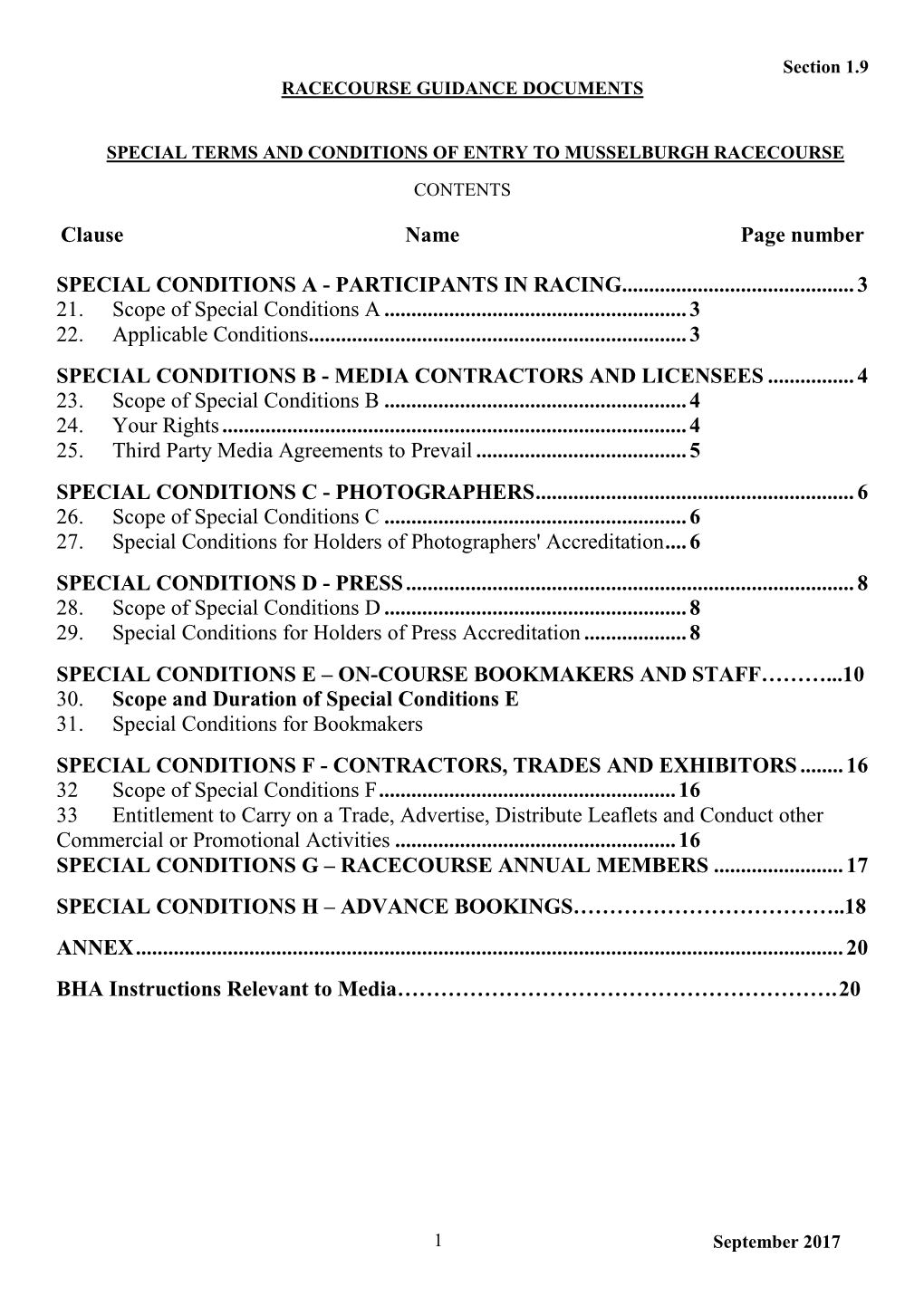 Racecourse Guidance Documents