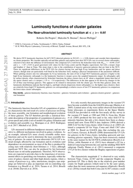 Luminosity Functions of Cluster Galaxies: the Near-Ultraviolet