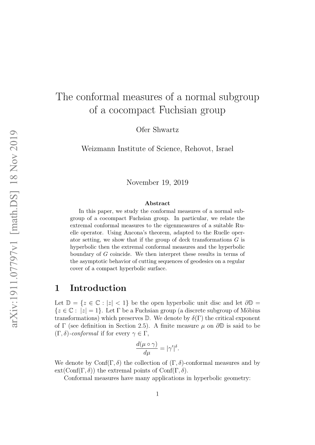 The Conformal Measures of a Normal Subgroup of a Cocompact Fuchsian Group