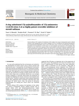 Trien-3-Ol As Highly Potent Reversible Inhibitors of Steroid Sulfatase ⇑ Yaser A