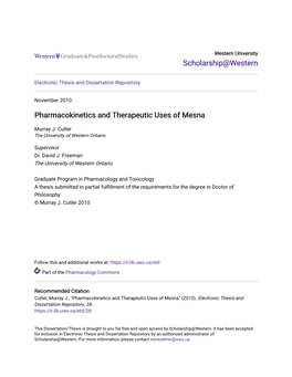 Pharmacokinetics and Therapeutic Uses of Mesna