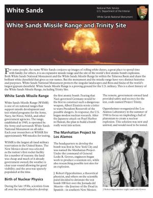 White Sands Missile Range and Trinity Site