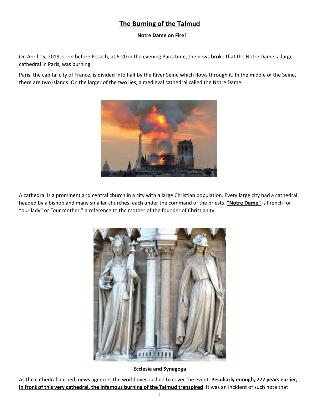 The Burning of the Talmud Notre Dame on Fire!