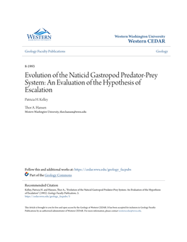 Evolution of the Naticid Gastropod Predator-Prey System: an Evaluation of the Hypothesis of Escalation Patricia H