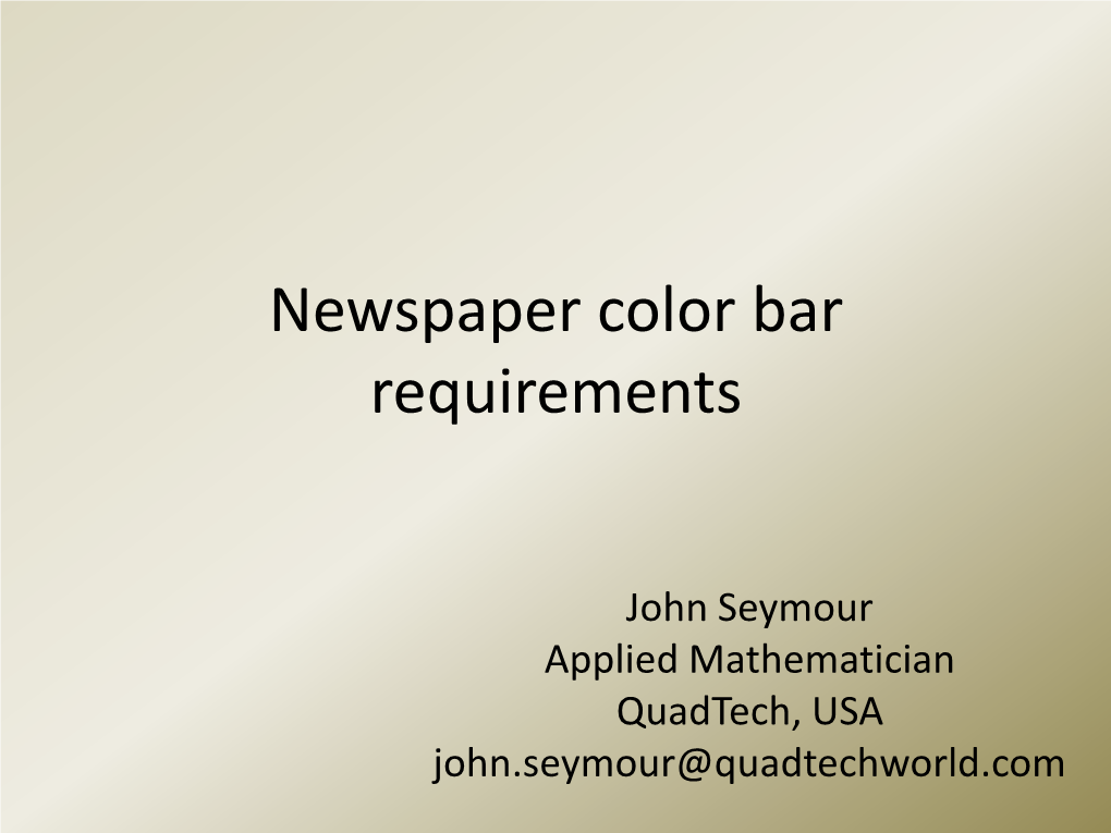 Newspaper Color Patch Requirements