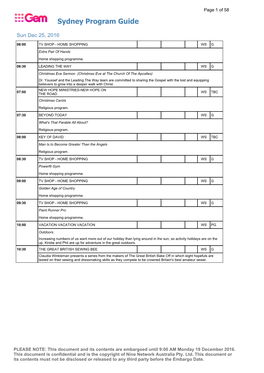 Sydney Program Guide