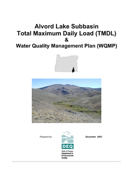 Alvord Lake Subbasin Total Maximum Daily Load (TMDL) & Water Quality Management Plan (WQMP)