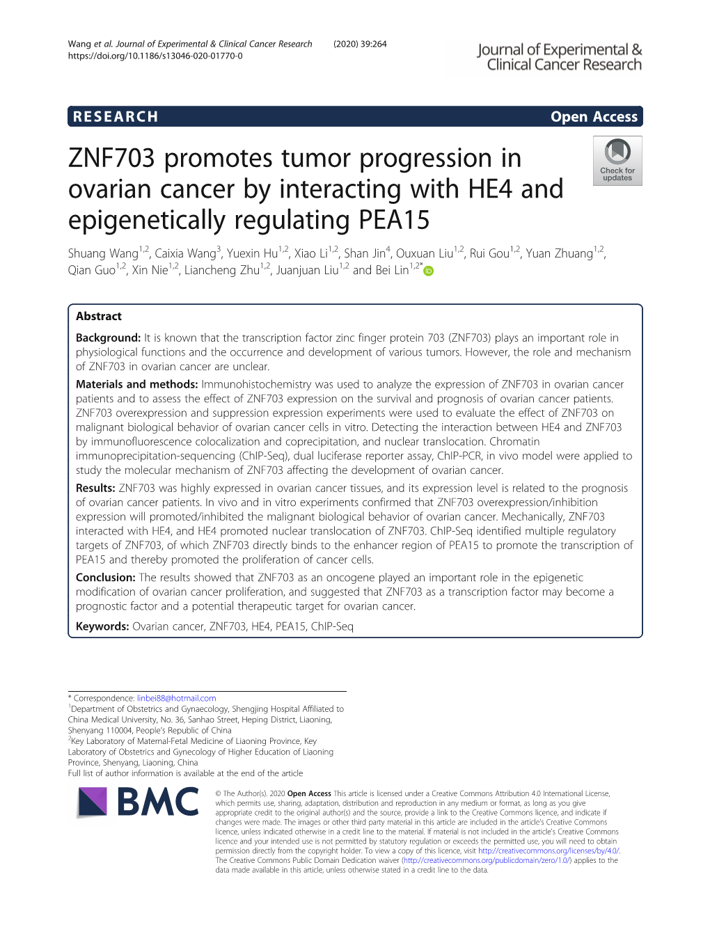 ZNF703 Promotes Tumor Progression in Ovarian Cancer by Interacting With