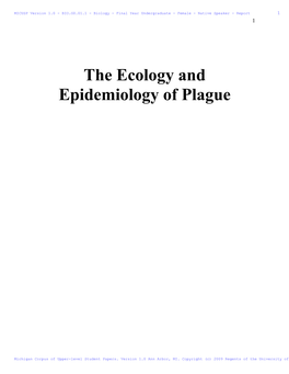 The Ecology and Epidemiology of Plague