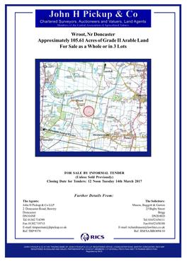 Wroot, Nr Doncaster Approximately 105.61 Acres of Grade II Arable Land for Sale As a Whole Or in 3 Lots