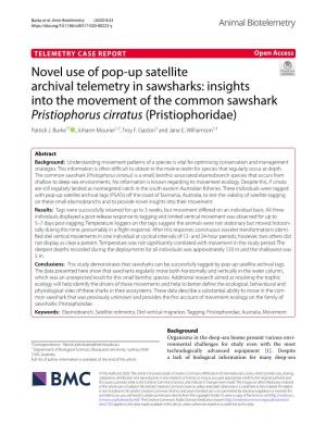 Novel Use of Pop-Up Satellite Archival Telemetry in Sawsharks