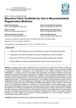 Bioactive Fibrin Scaffolds for Use in Musculoskeletal Regenerative Medicine