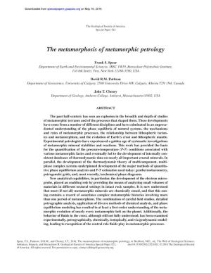The Metamorphosis of Metamorphic Petrology