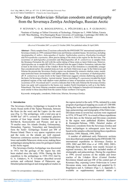 New Data on Ordovician–Silurian Conodonts and Stratigraphy from the Severnaya Zemlya Archipelago, Russian Arctic