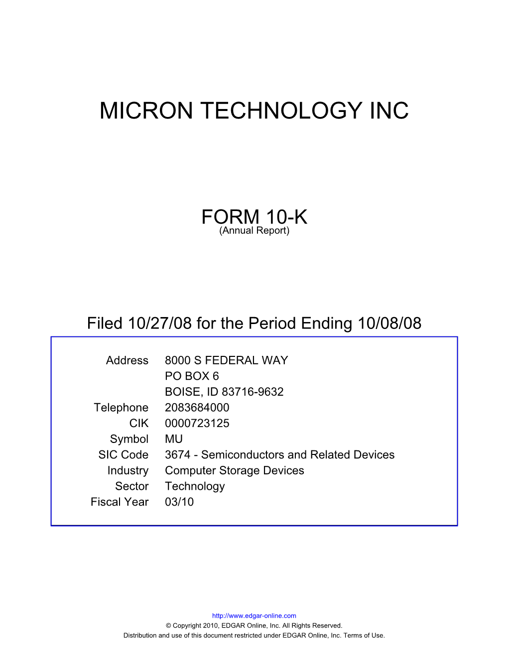 Micron Technology Inc