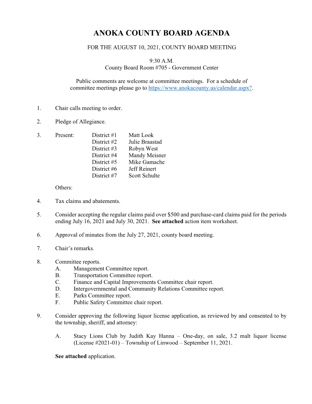 Anoka County Board Agenda