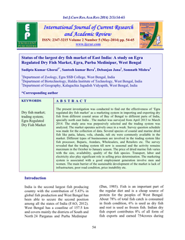Status of the Largest Dry Fish Market of East India: a Study on Egra