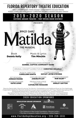 Matilda the Musical Is Presented Through Special Arrangement with Music Theatre International (MTI)