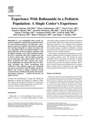 Experience with Rufinamide in a Pediatric Population: a Single