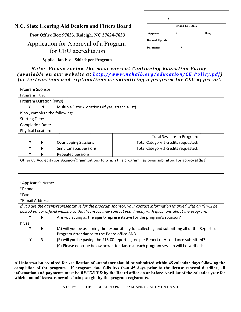 North Carolina State Hearing Aid Dealers and Fitters Board