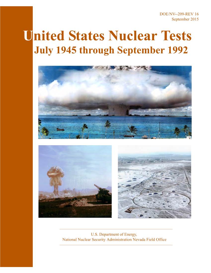 United States Nuclear Tests July 1945 Through September 1992