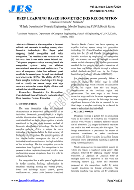 Deep Learning Based Biometric Iris Recognition