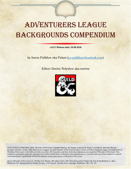 Adventurers League Backgrounds Compendium