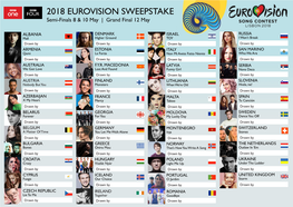 2018 EUROVISION SWEEPSTAKE Semi-Finals 8 & 10 May | Grand Final 12 May