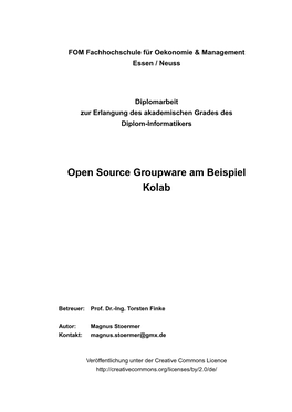 Open Source Groupware Am Beispiel Kolab