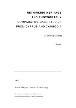 Rethinking Heritage and Photography Comparative Case Studies from Cyprus and Cambodia