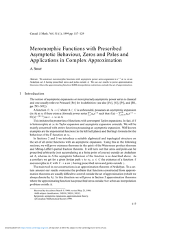 Meromorphic Functions with Prescribed Asymptotic Behaviour, Zeros and Poles and Applications in Complex Approximation