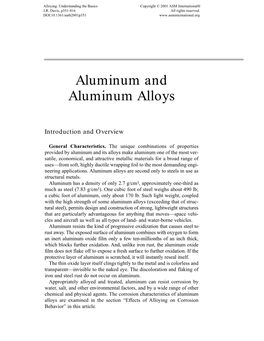 Aluminum and Aluminum Alloys