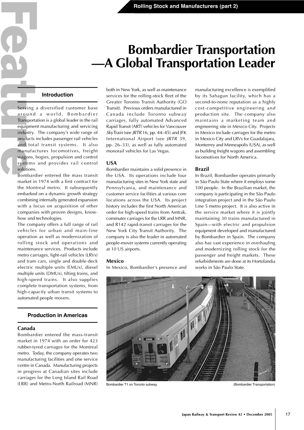 Bombardier Transportation —A Global Transportation Leader