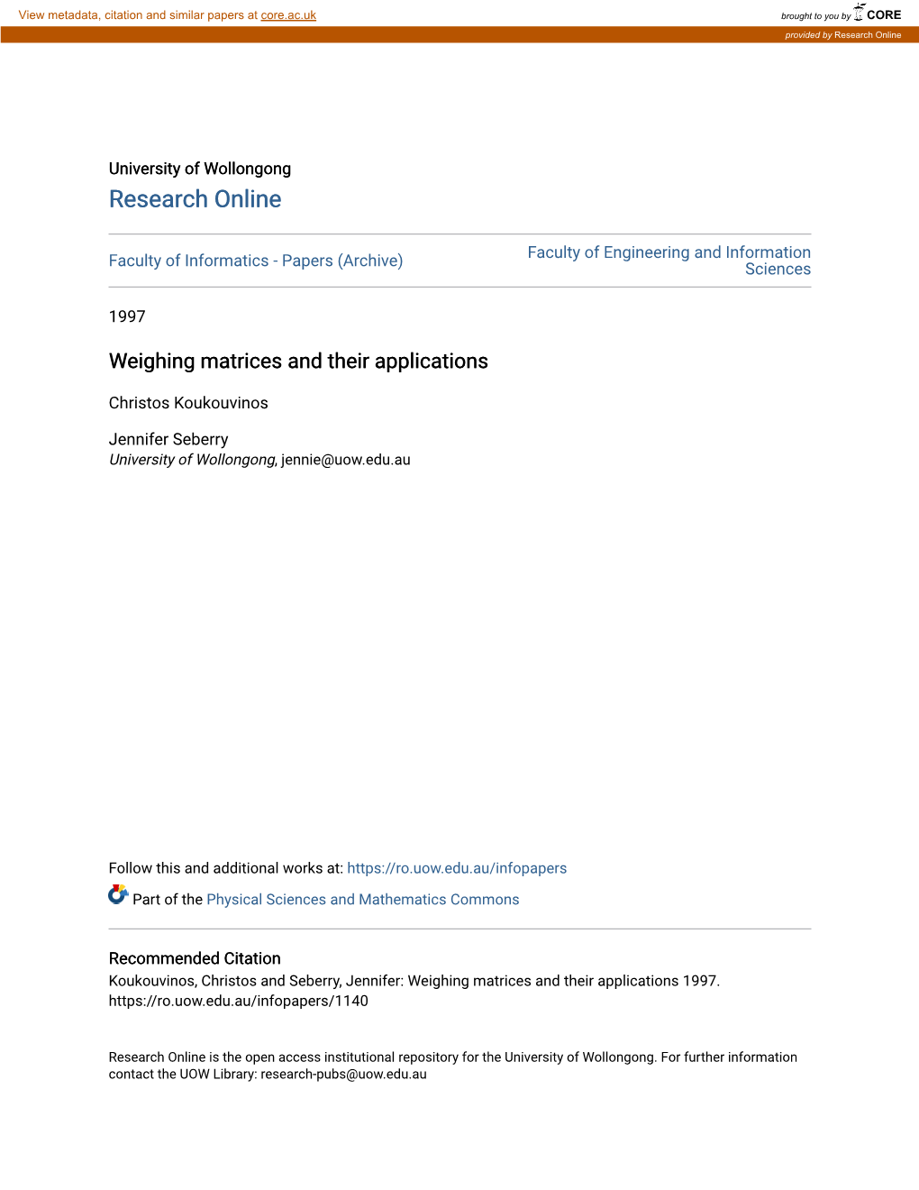 Weighing Matrices and Their Applications