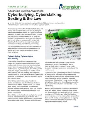 Cyberbullying, Cyberstalking, Sexting & the Law
