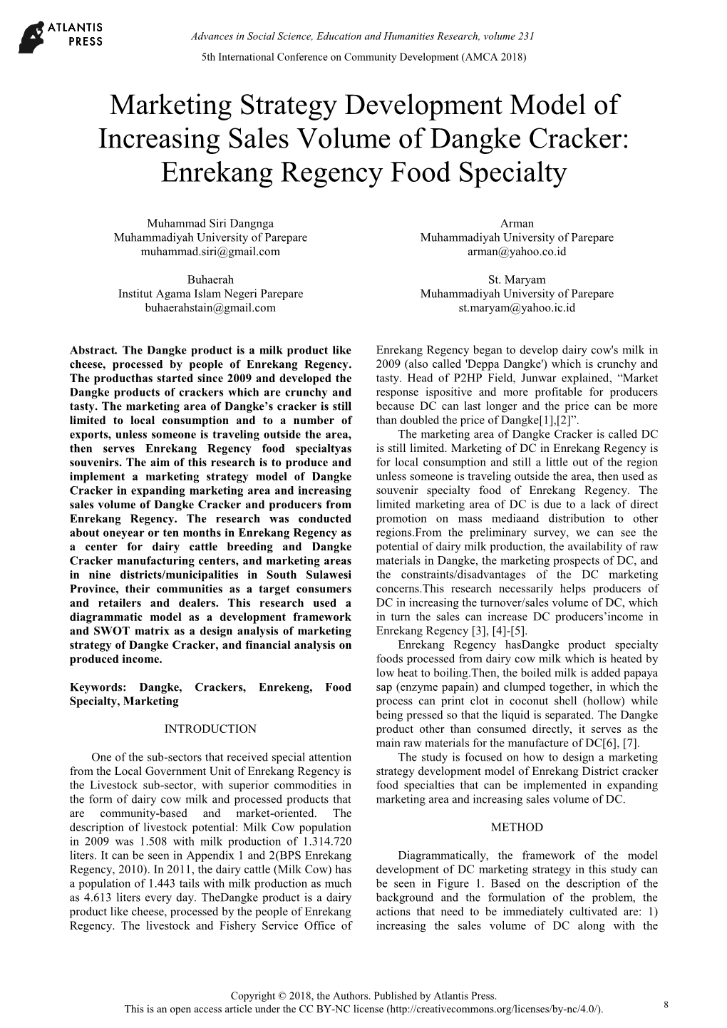 Marketing Strategy Development Model of Increasing Sales Volume of Dangke Cracker: Enrekang Regency Food Specialty